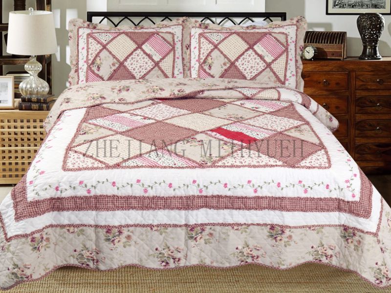 Printed Microfiber Stitching Quilt with Ruffles
