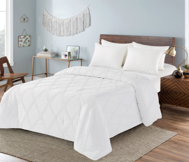 Solid Jacquard Stitching Quilt White fabric White Line Super Soft