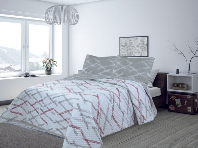 Adult Printed Microfiber Light Weight Ultrasonic Quilt set 