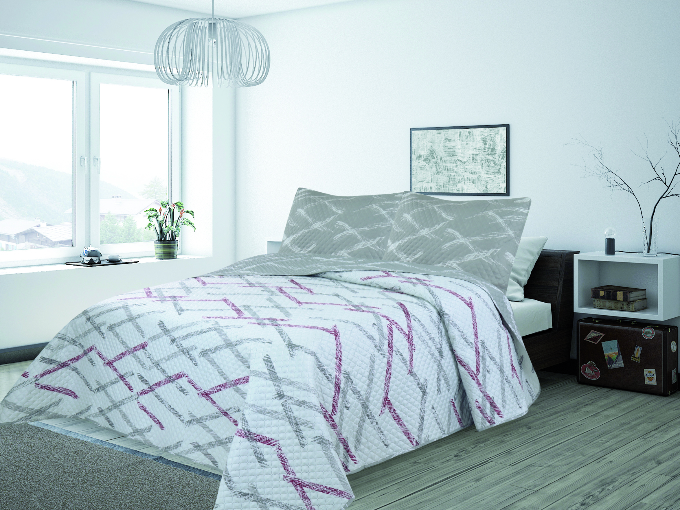 Adult Printed Microfiber Light Weight Ultrasonic Quilt set 