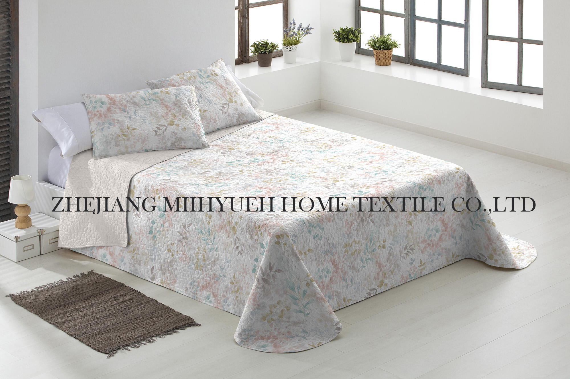 Adult Printed Microfiber Light Weight Ultrasonic Quilt set 