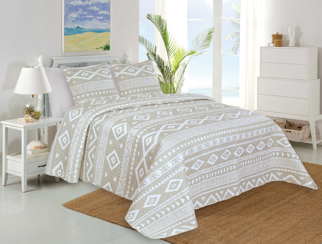 Adult Printed Microfiber Light Weight Ultrasonic Quilt set 