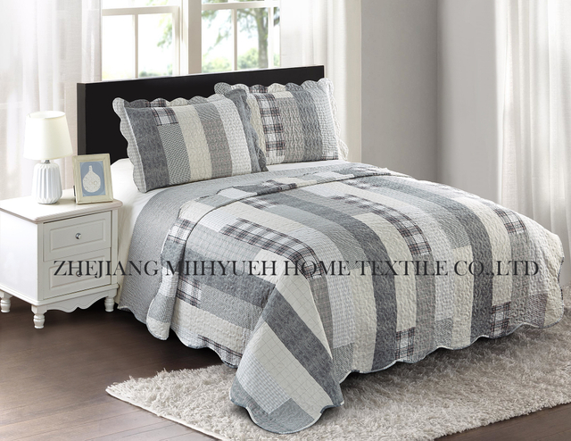 Adult Printed Microfiber Stitching Quilt set 