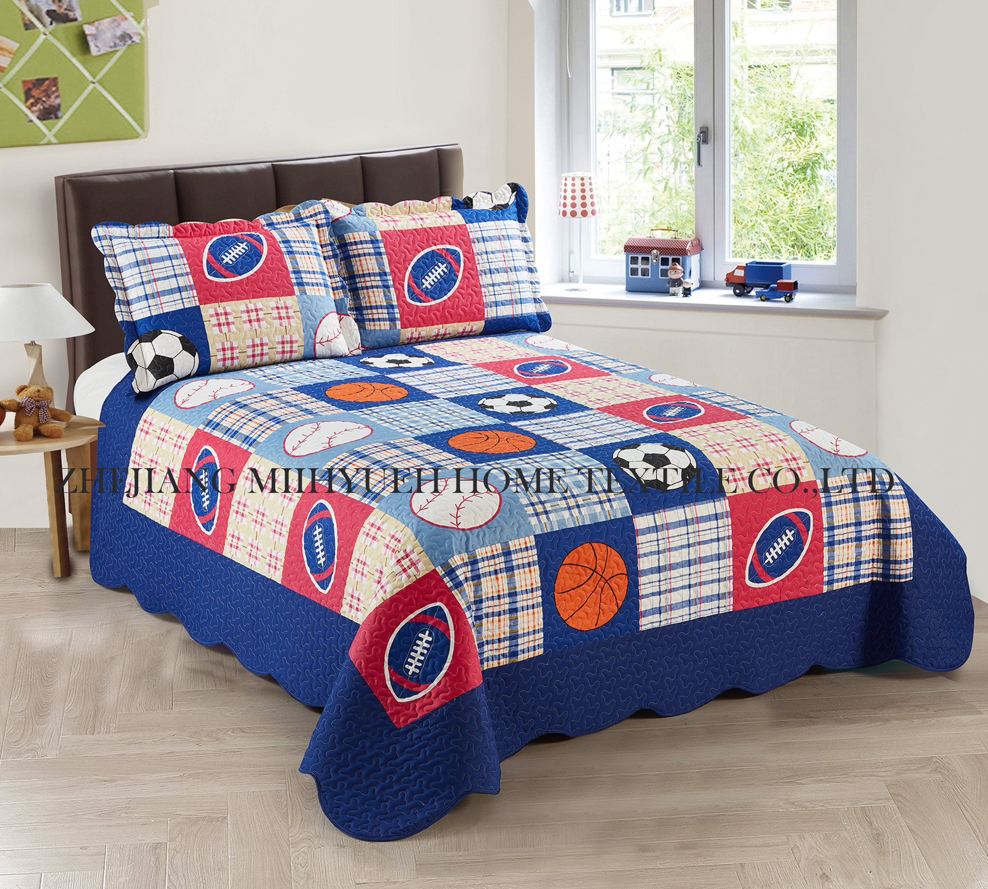 Kid Printed Microfiber Ultrasonic Quilt set Sports Series