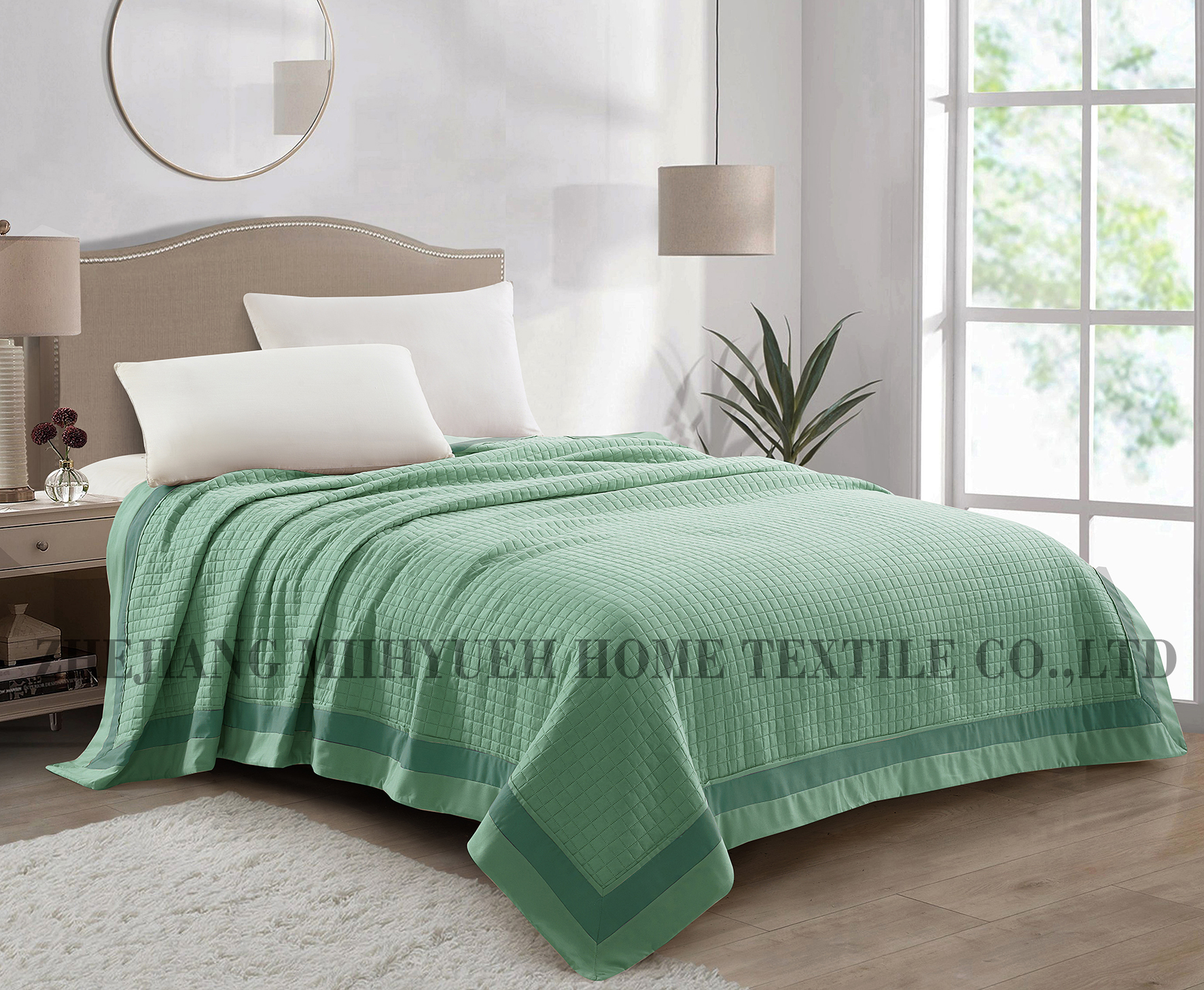 Double Border Microfiber Ultrasonic Bedspread