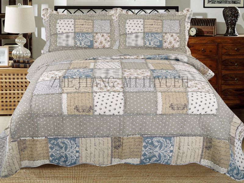 Printed Microfiber Stitching Quilt with Ruffles