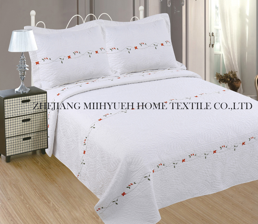 Solid Microfiber Embroidery Quilt