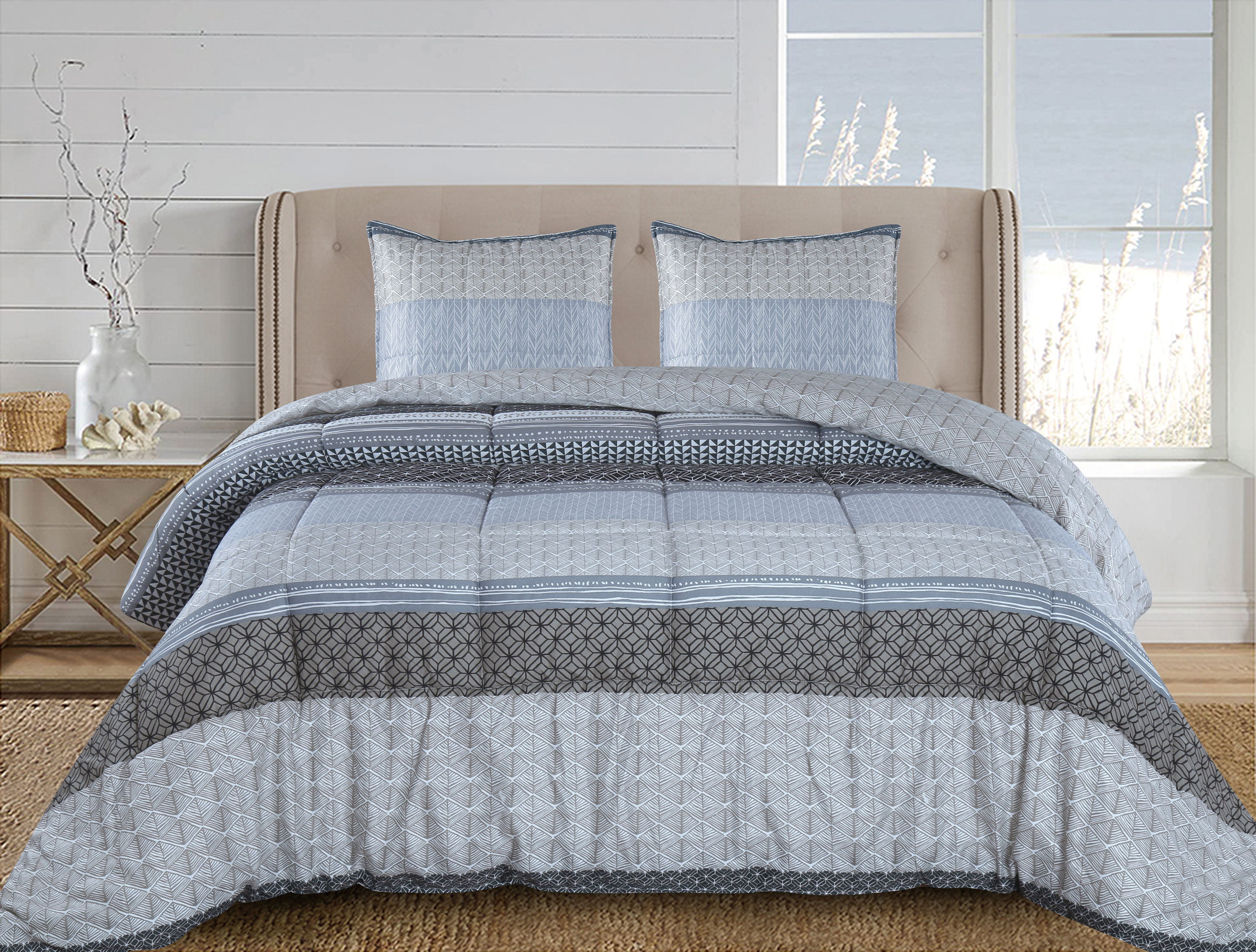 Printed Microfiber Stitching Comforter set