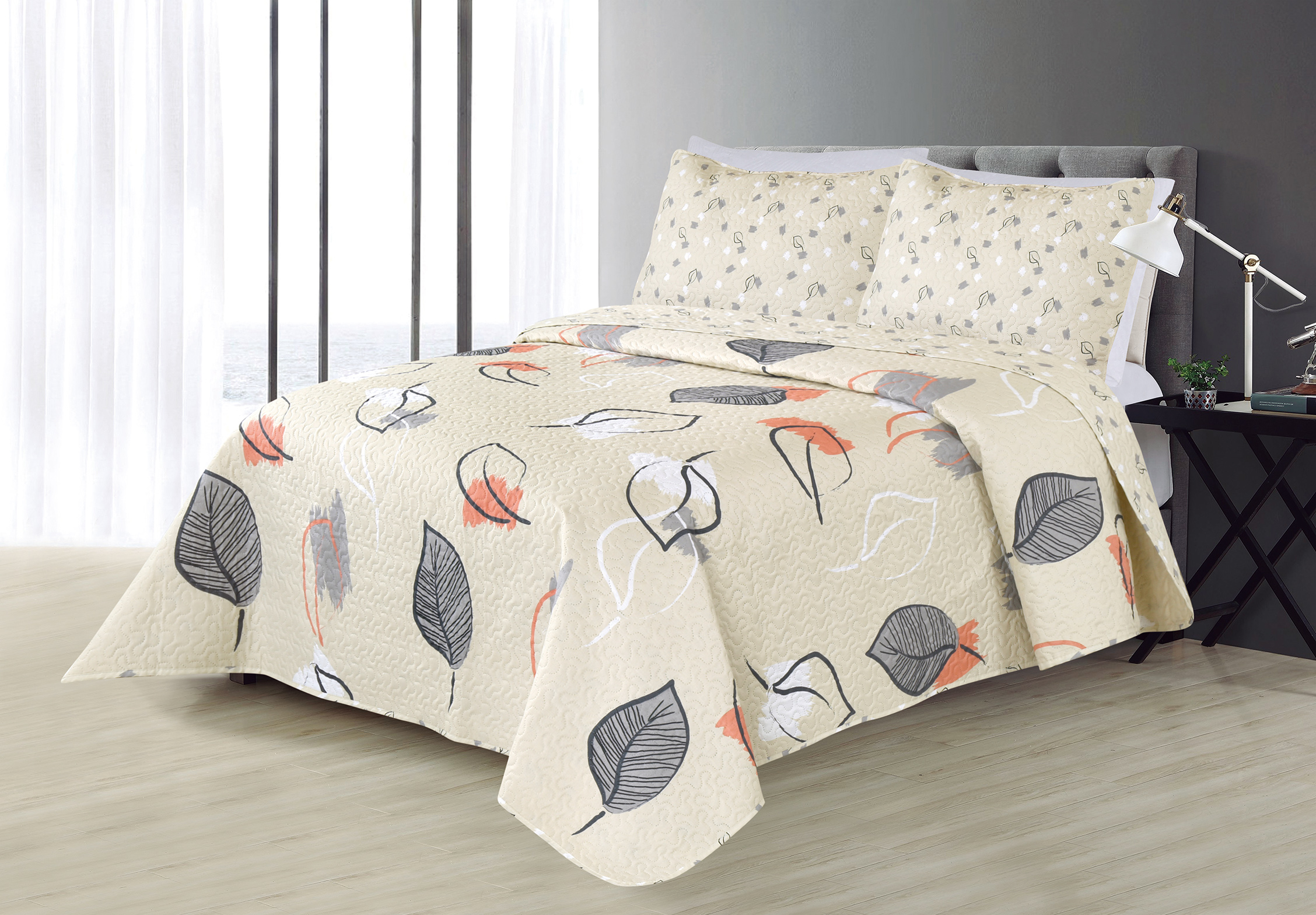 Adult Printed Microfiber Light Weight Ultrasonic Quilt set 