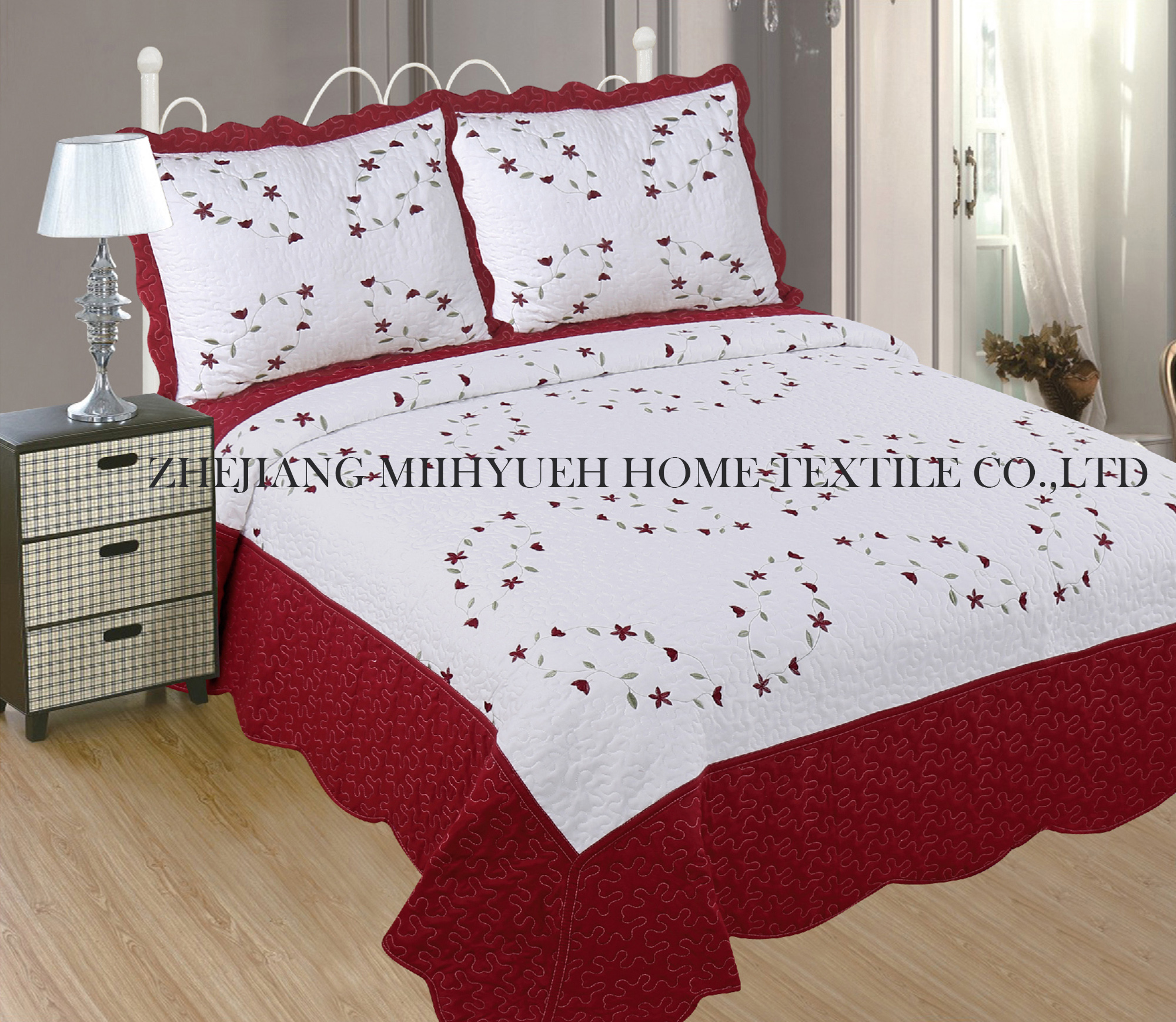 Solid Microfiber Embroidery Quilt