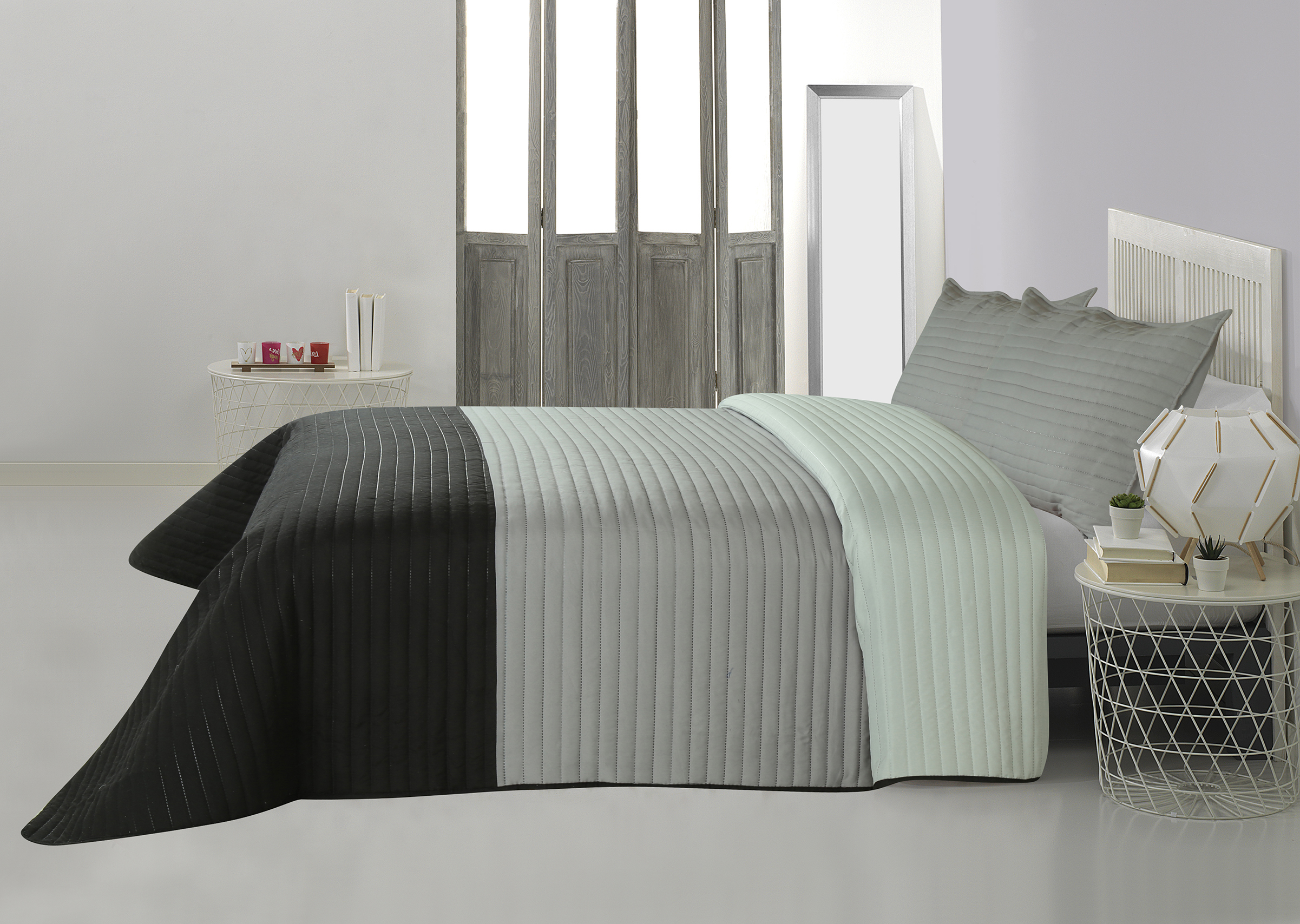 Adult Printed Microfiber Light Weight Ultrasonic Quilt set 