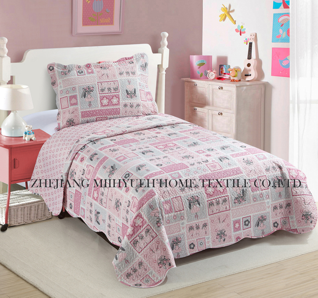 Kid Printed Microfiber Ultrasonic Quilt set for Girls