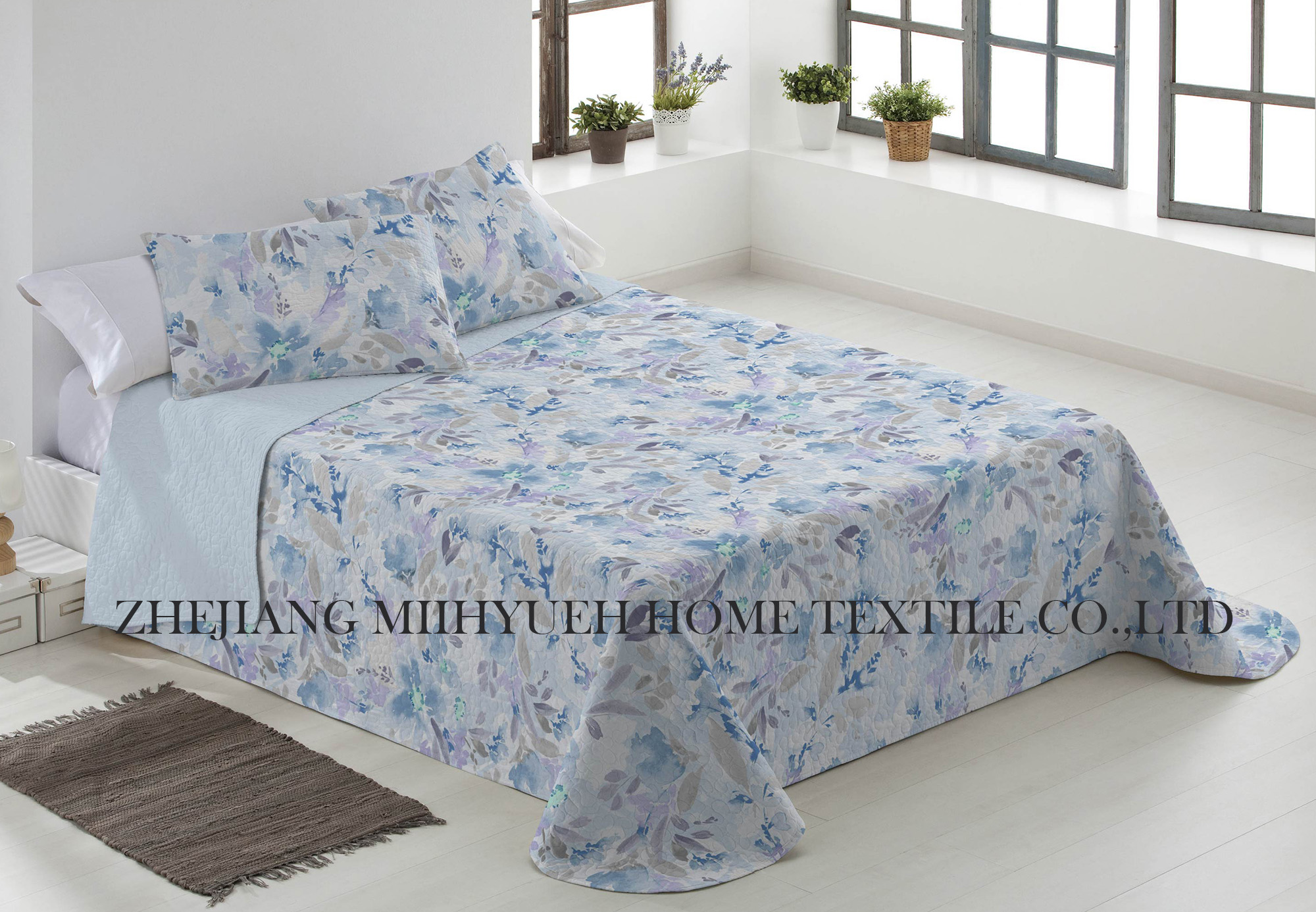 Adult Printed Microfiber Light Weight Ultrasonic Quilt set 
