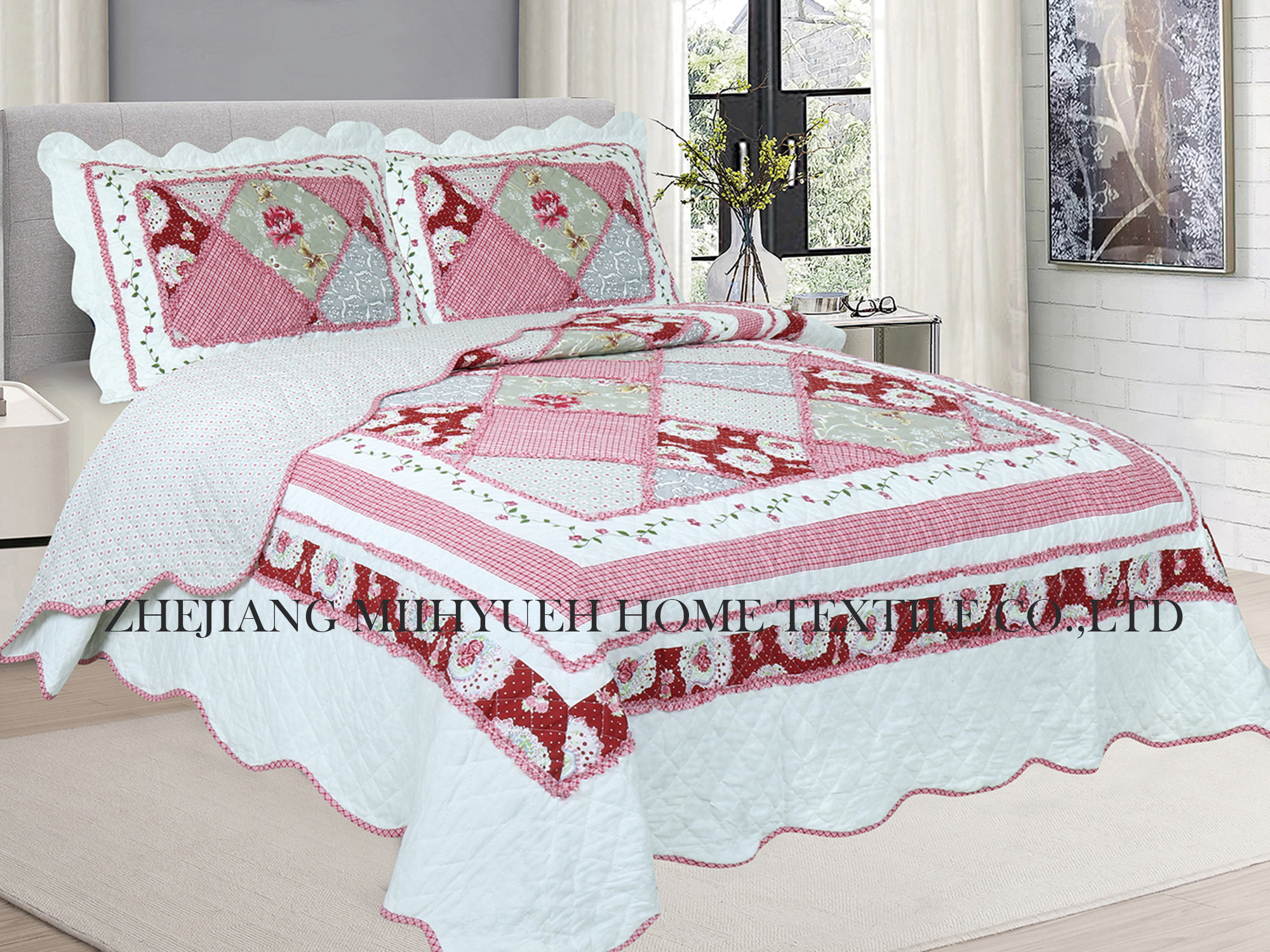 Adult Printed Microfiber Stitching bedspread Quilt set 
