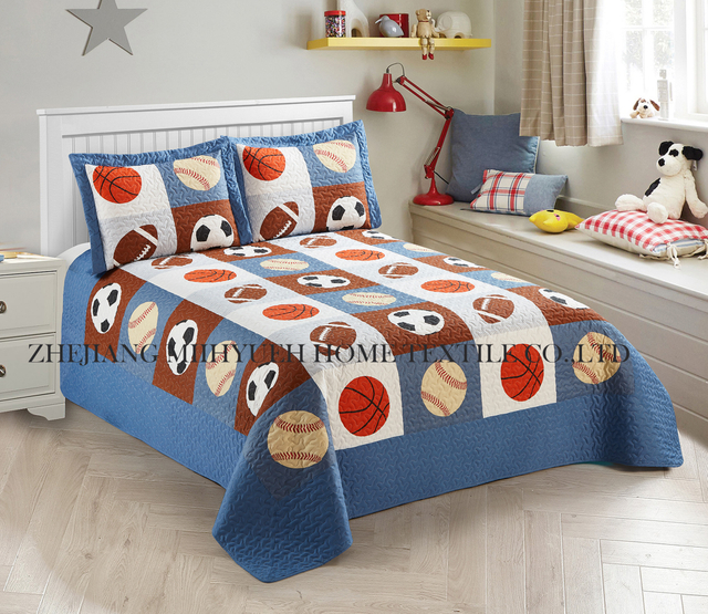 Kid Printed Microfiber Ultrasonic Quilt set Sports Series