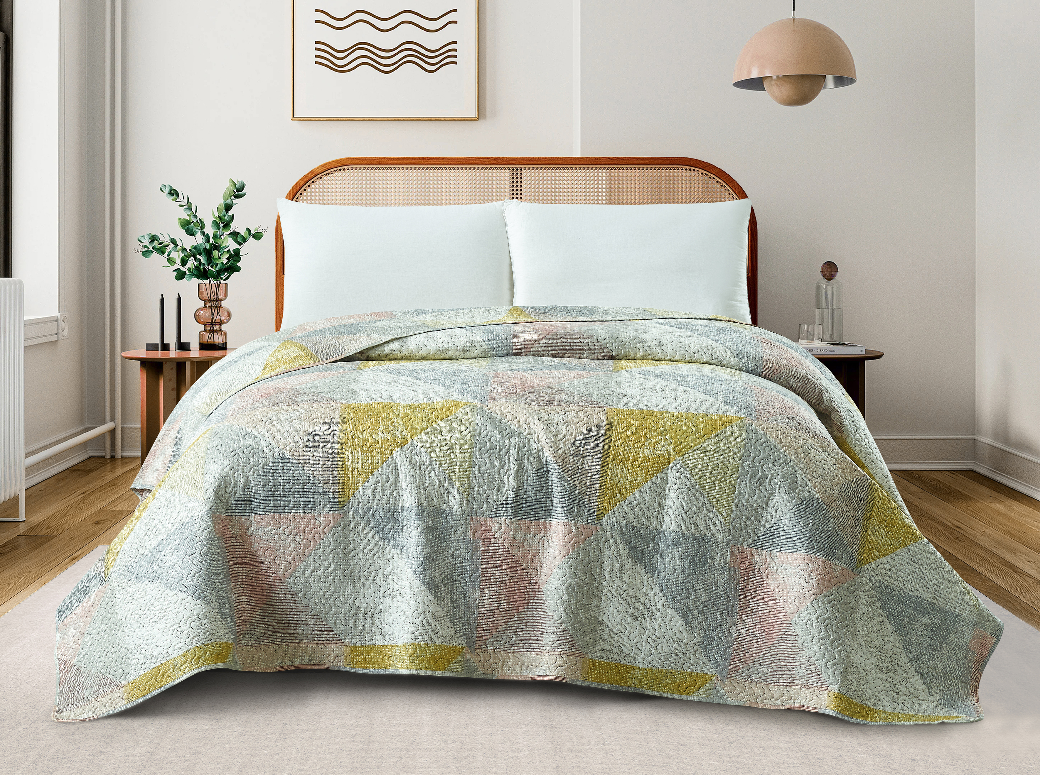 Printed Microfiber Ultrasonic Quilt lightweight microfiber bedspread 