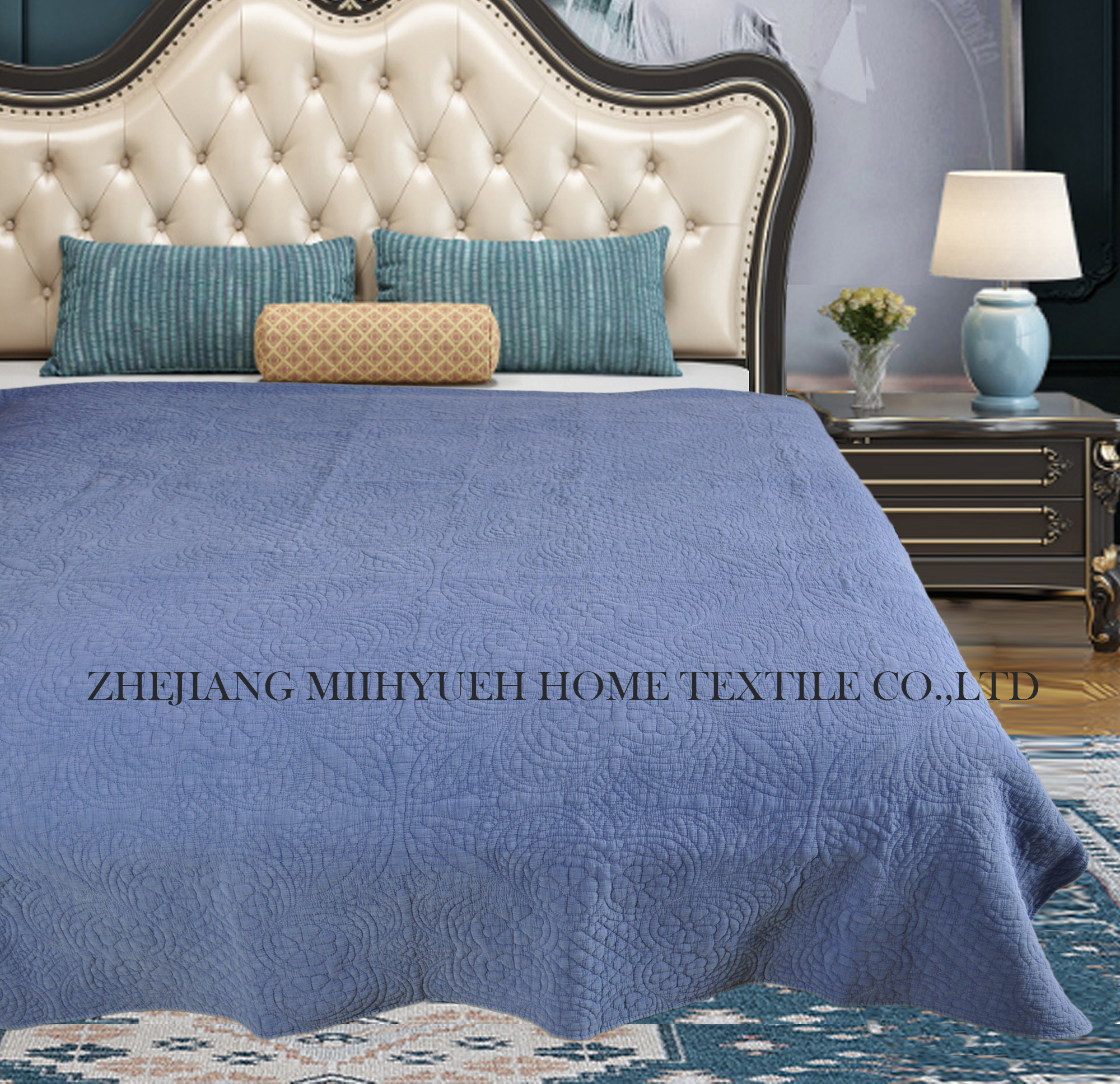 Solid Microfiber Embroidery Quilt