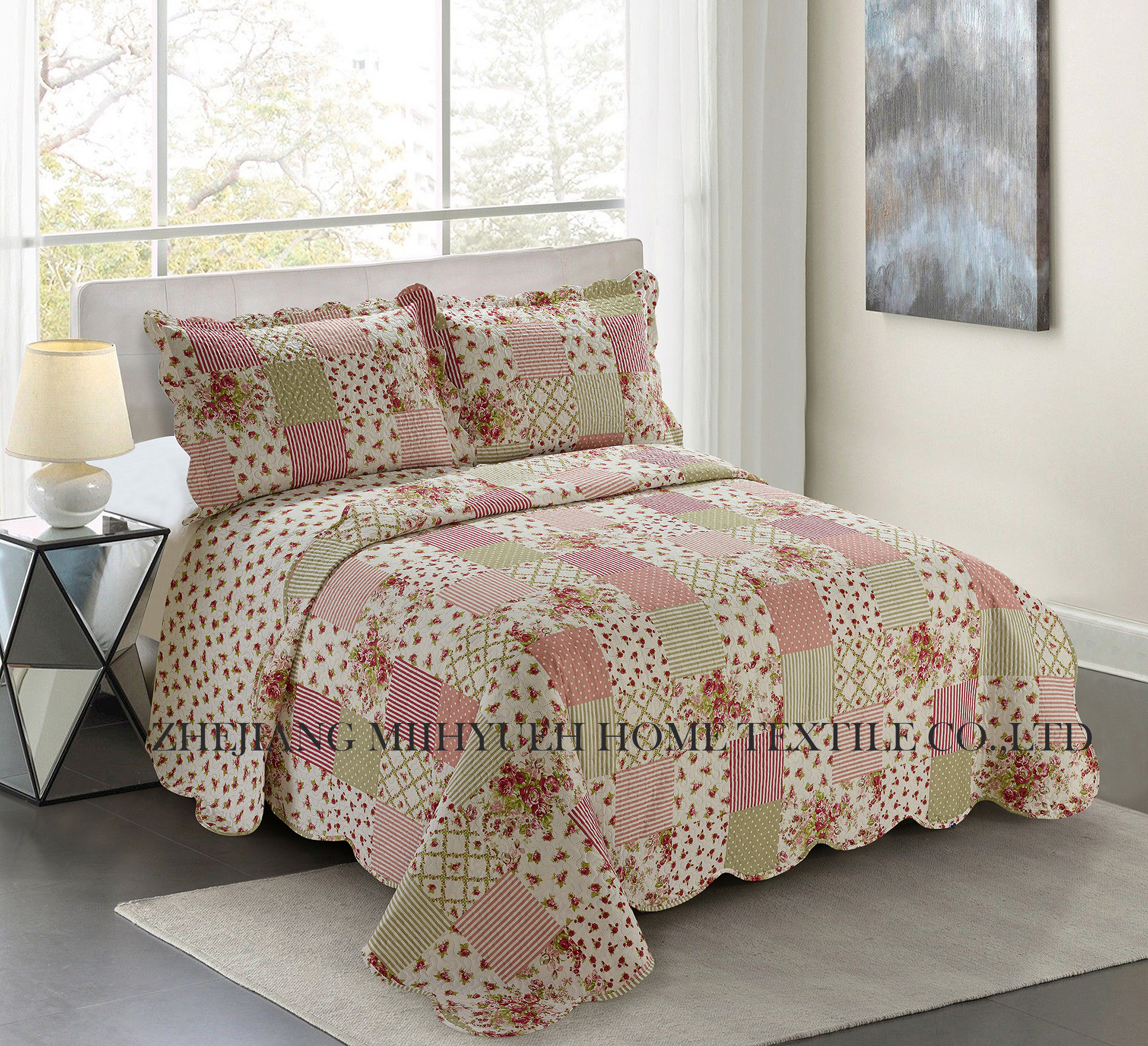 Kid Printed Microfiber Ultrasonic Quilt set for Girls
