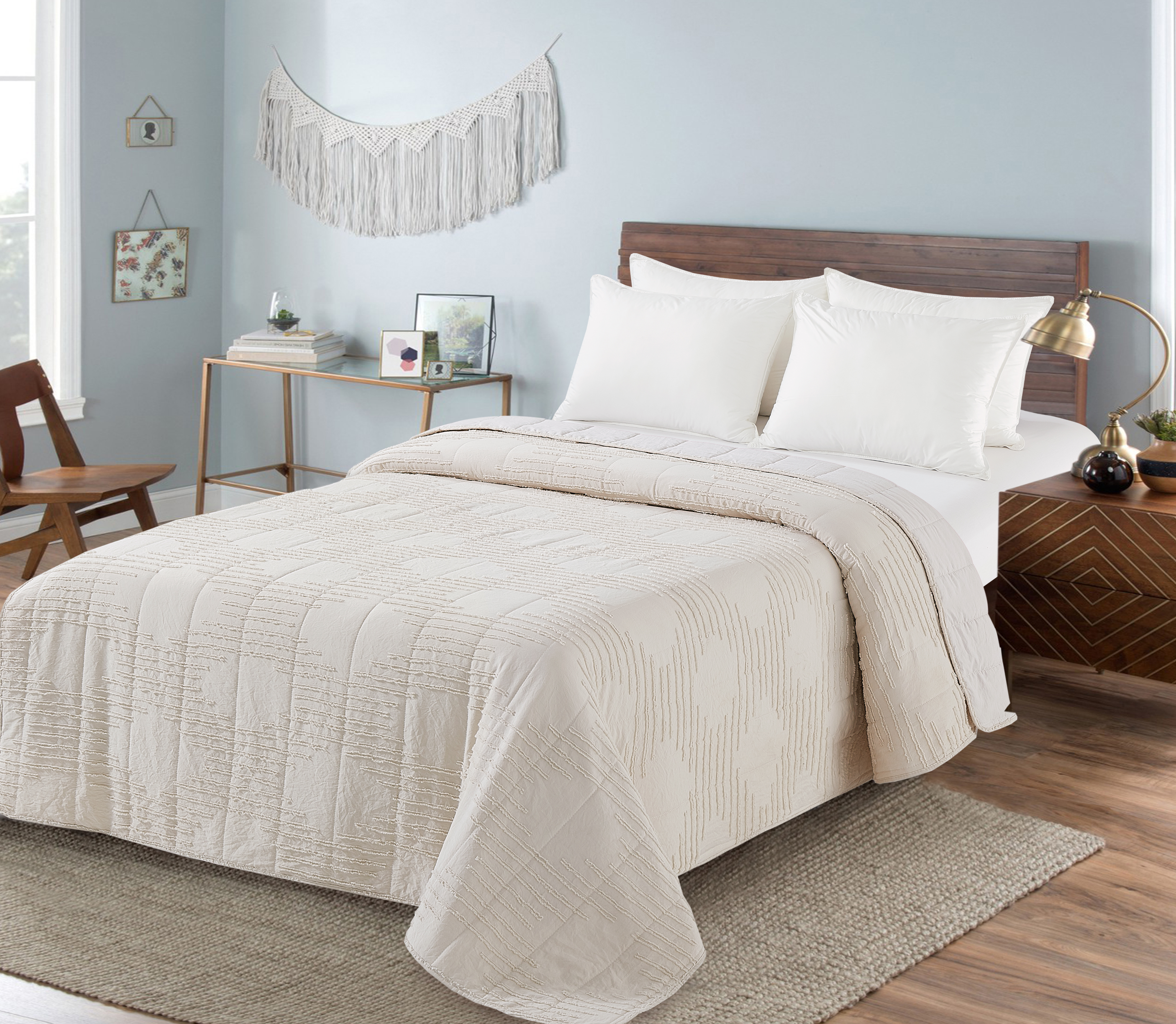 Solid Tufted Microfiber Stitching Quilt Super Soft
