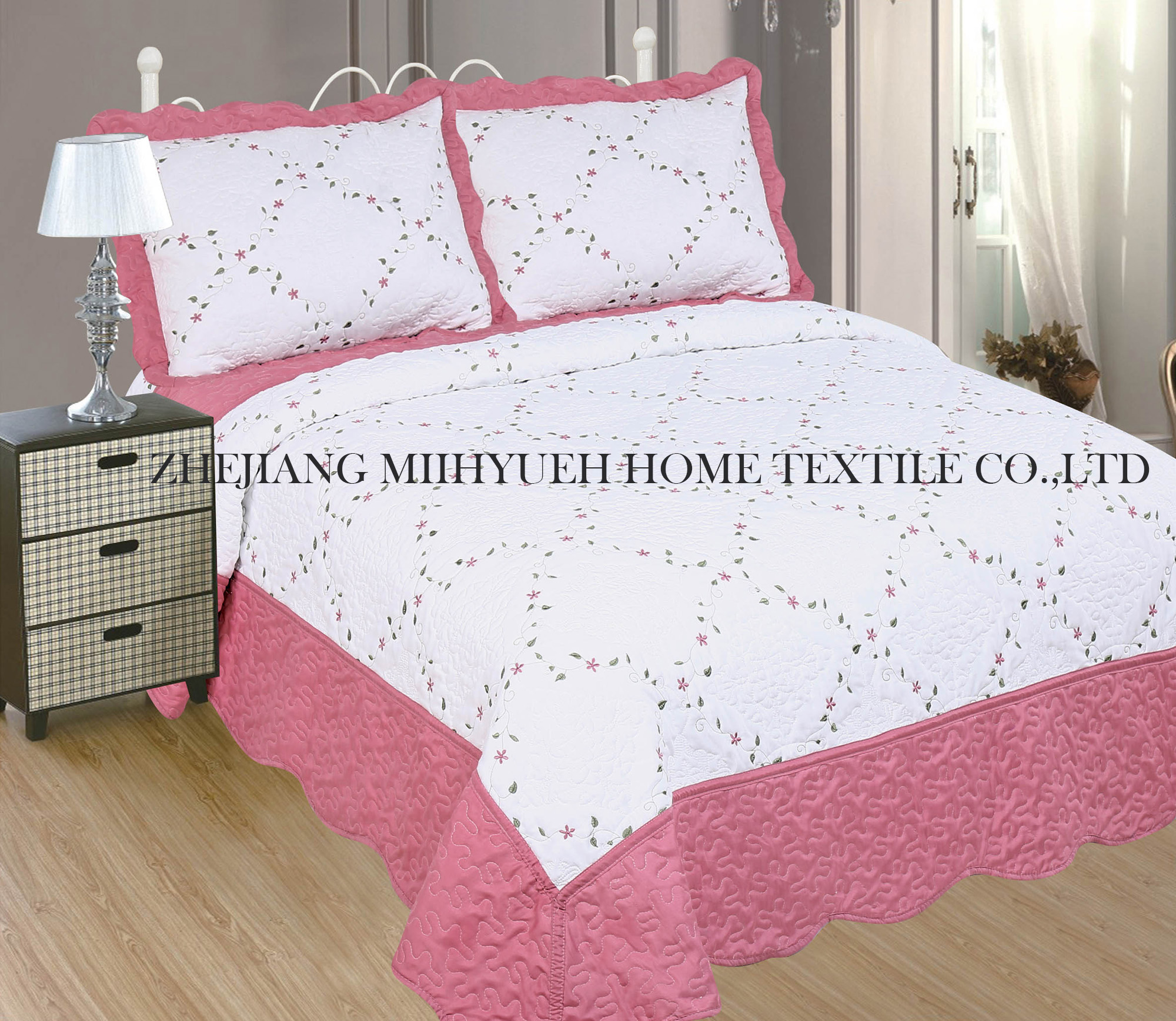 Solid Microfiber Embroidery Quilt