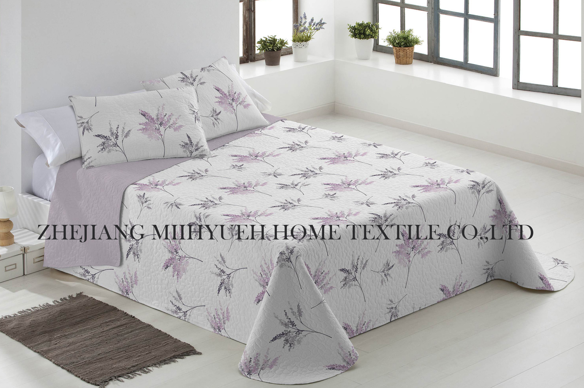 Adult Printed Microfiber Light Weight Ultrasonic Quilt set 