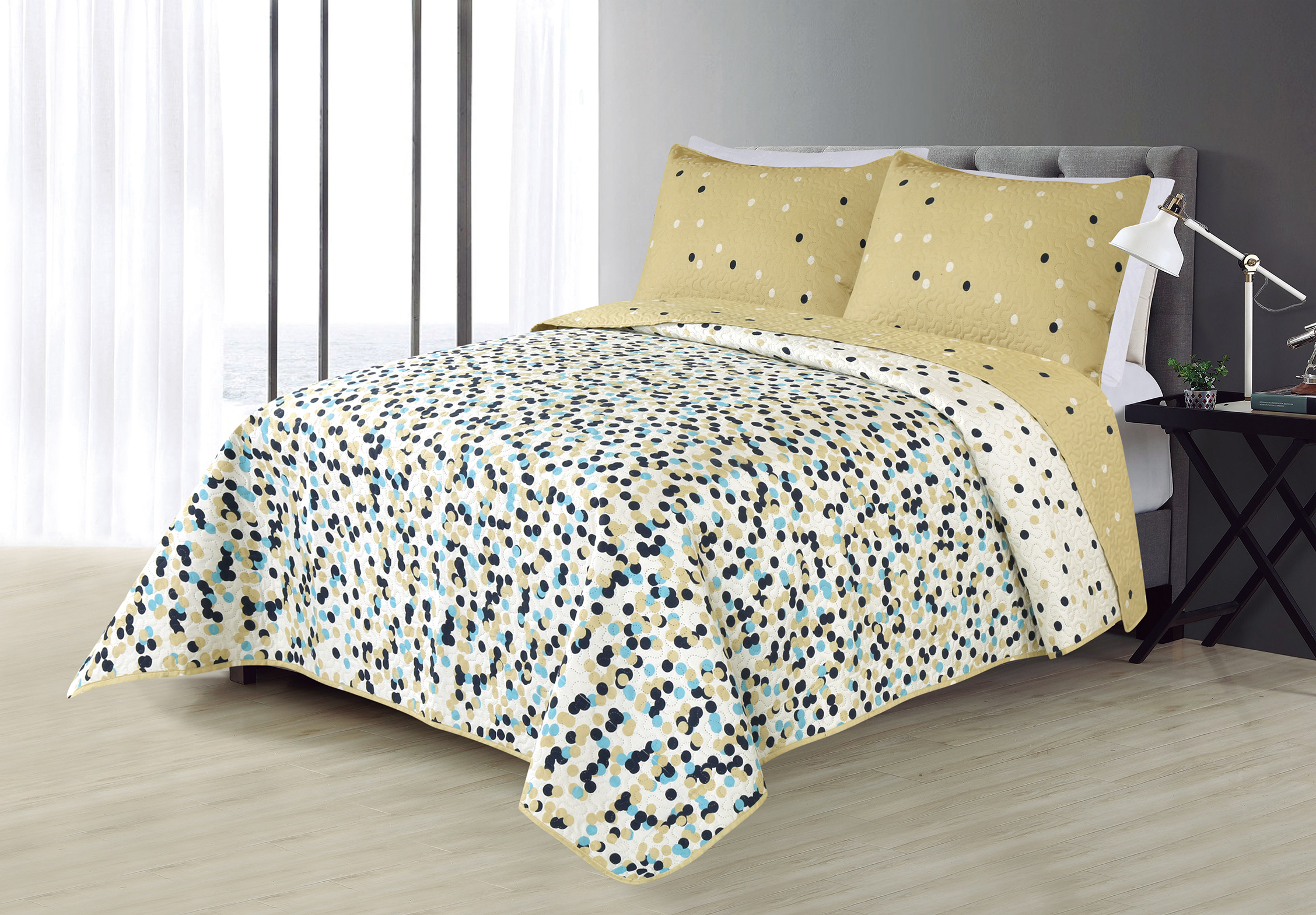Adult Printed Microfiber Light Weight Ultrasonic Quilt set 