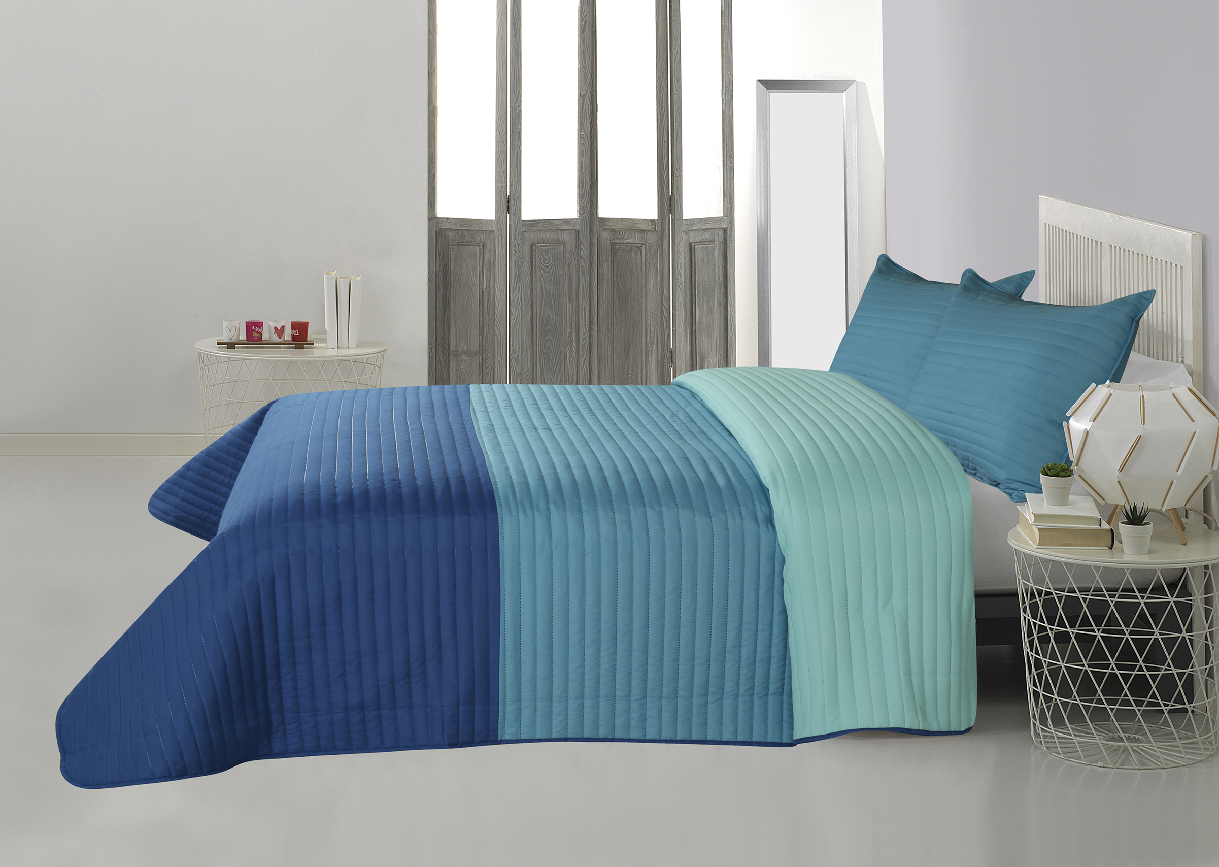 Adult Printed Microfiber Light Weight Ultrasonic Quilt set 