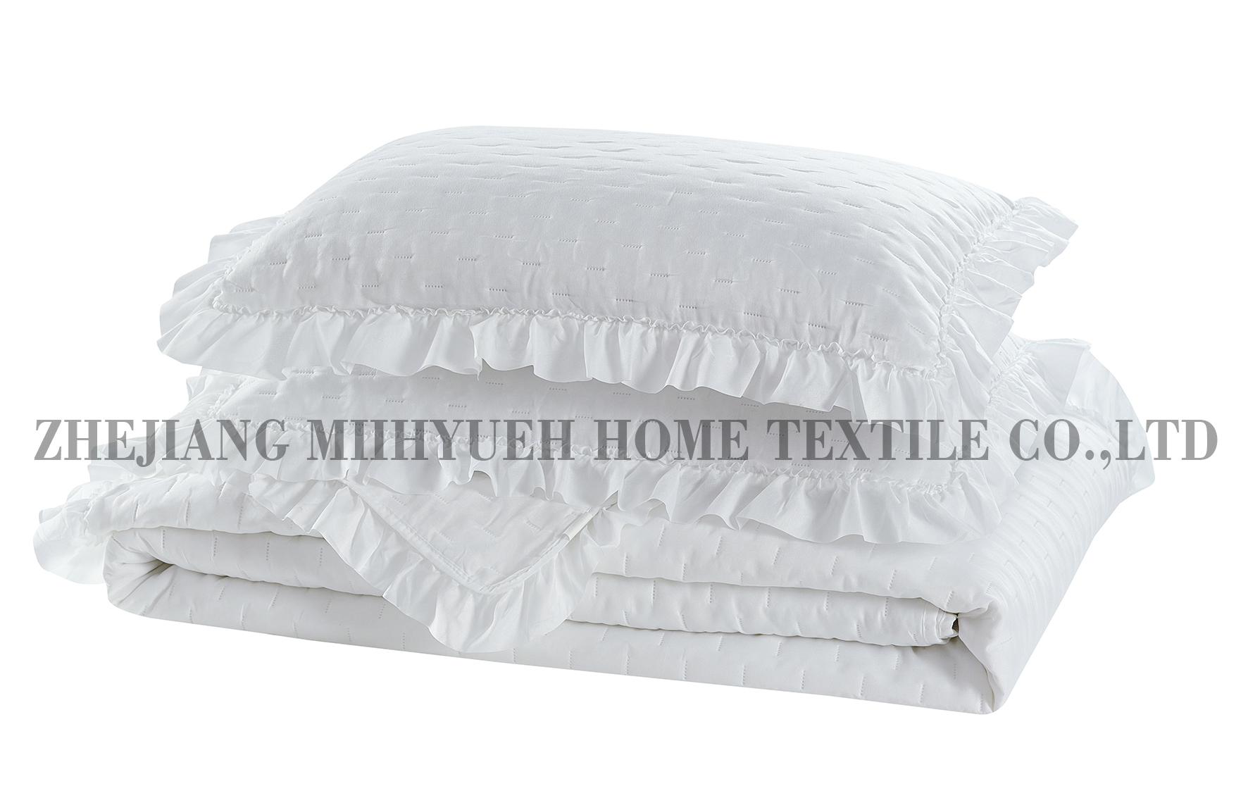 Solid Microfiber Ultrasonic Quilt with Ruffle