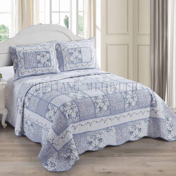 Printed Microfiber Stitching Quilt with Ruffles