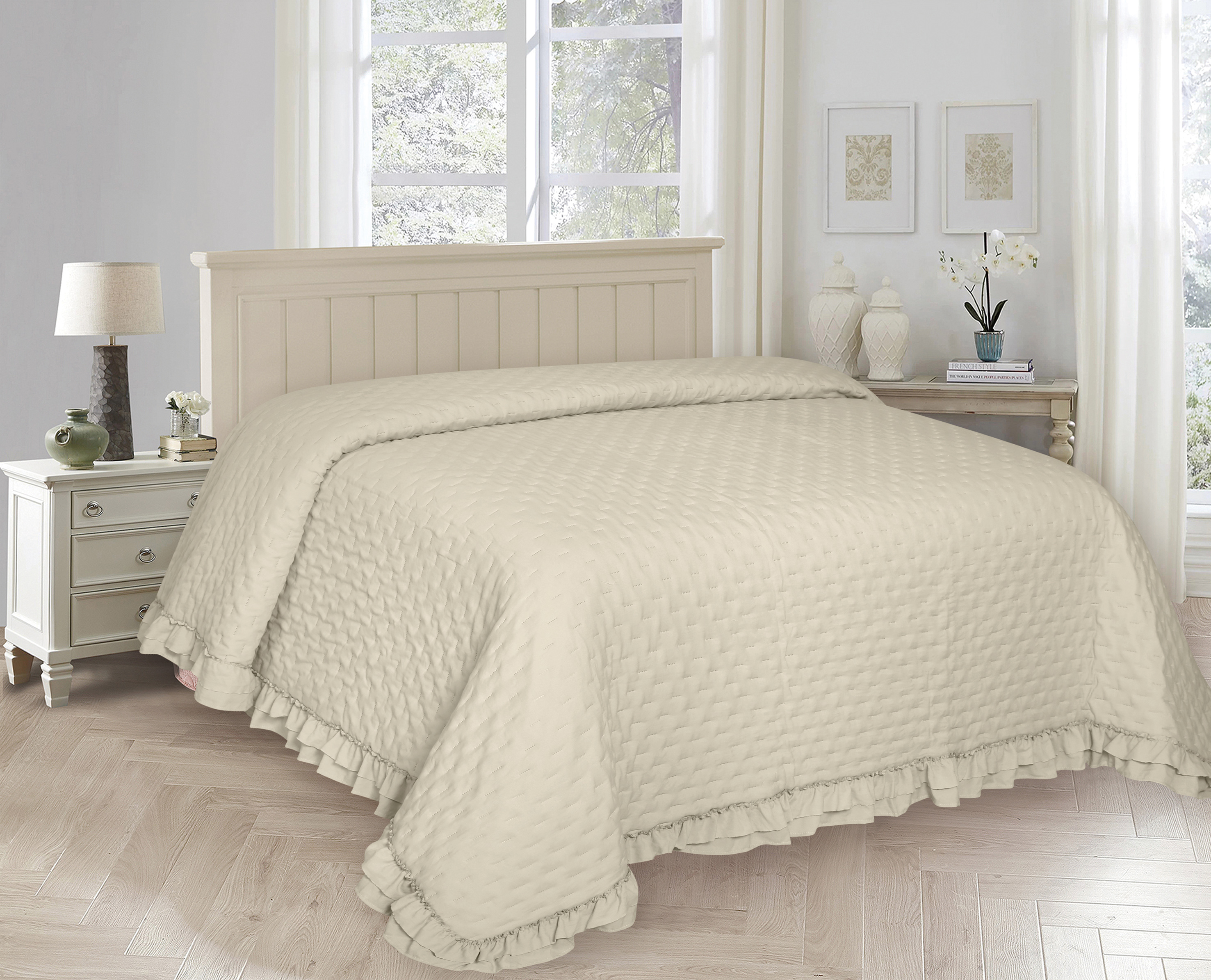 Prewashed Microfiber Ultrasonic Quilt with Ruffles