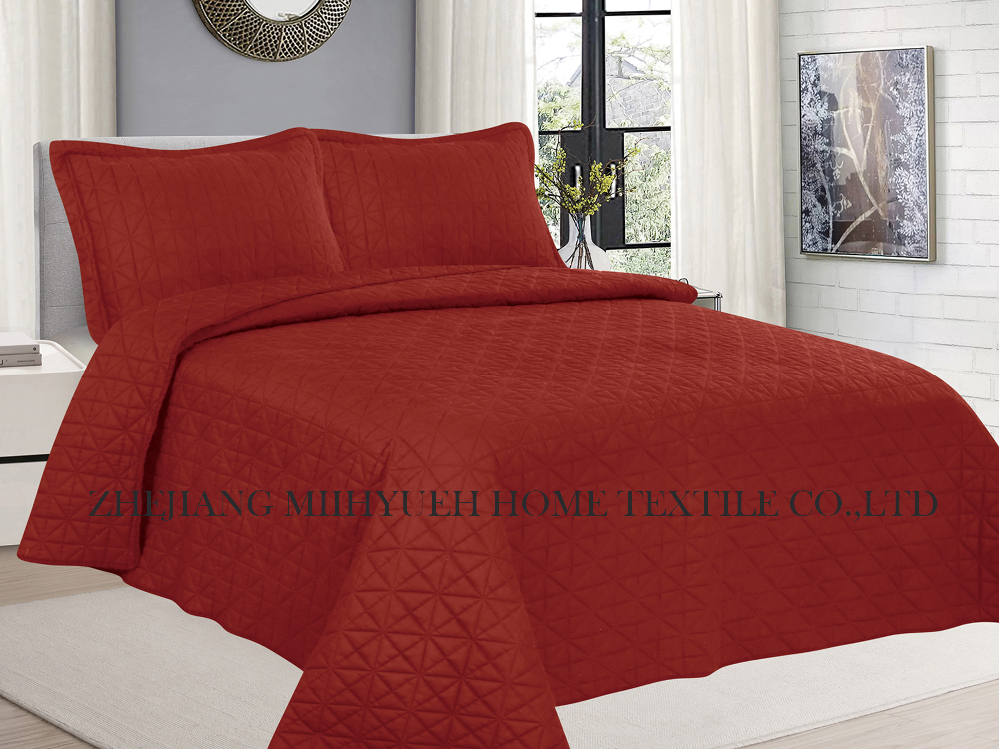 Solid Microfiber Embroidery Quilt