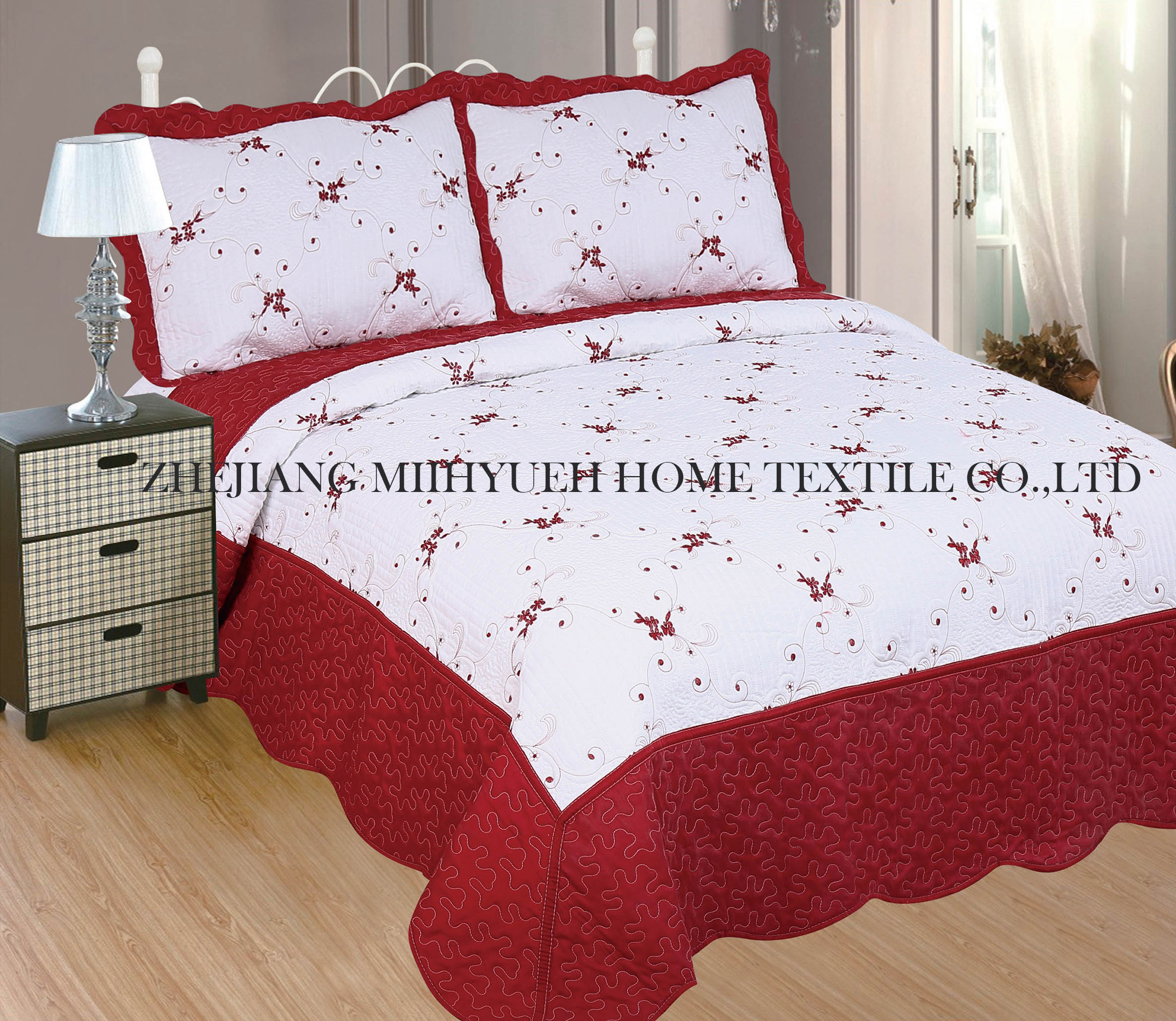 Solid Microfiber Embroidery Quilt