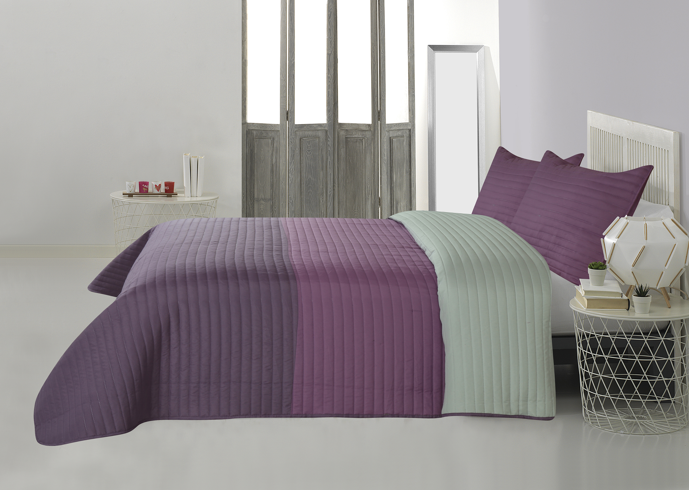 Adult Printed Microfiber Light Weight Ultrasonic Quilt set 