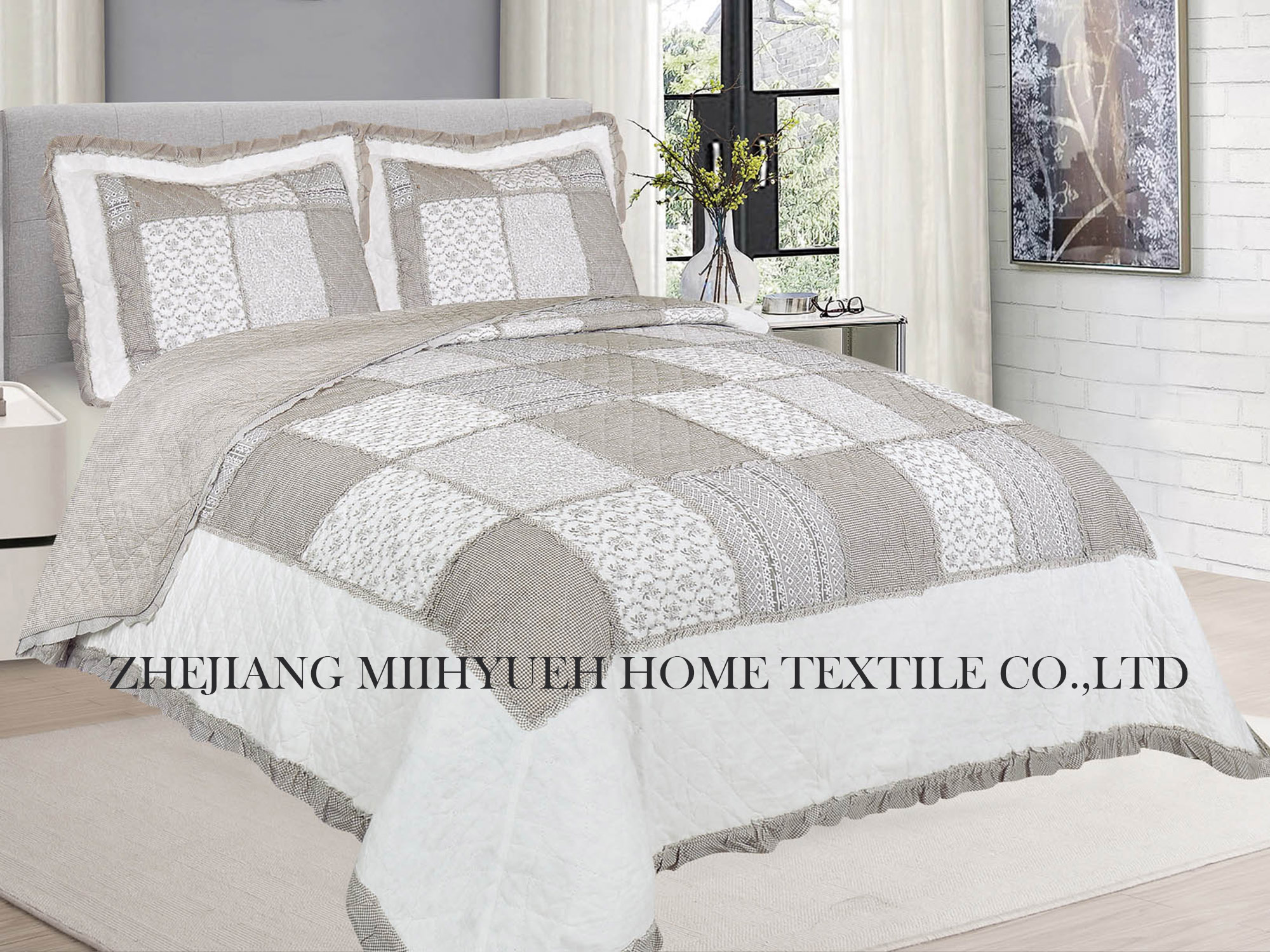 Adult Printed Microfiber Stitching bedspread Quilt set 