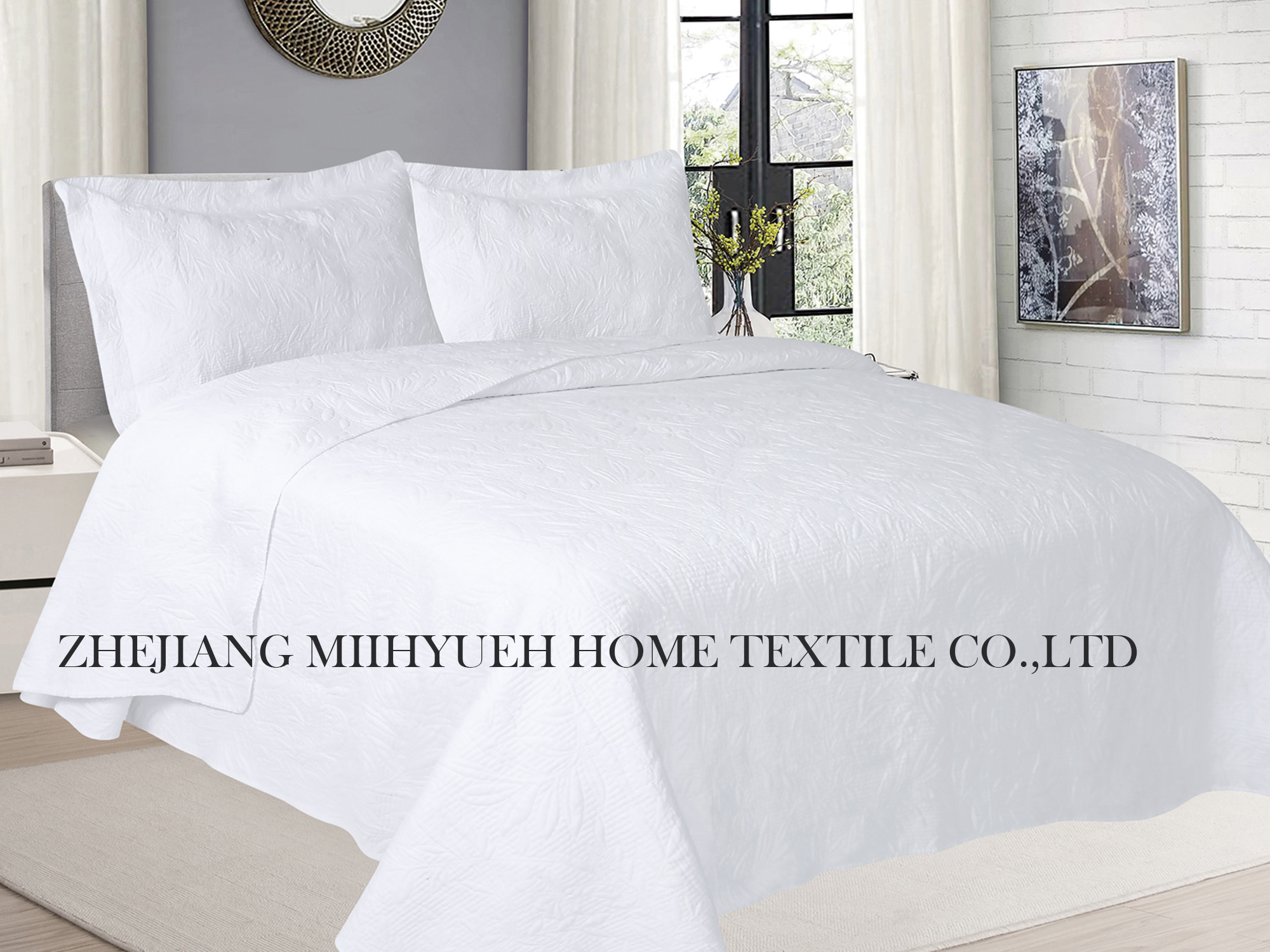 Solid Microfiber Embroidery Quilt