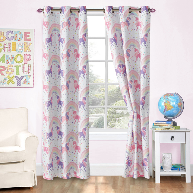 Printing Kids Microfiber Pink Heart Curtain 