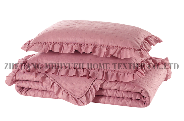 Solid Microfiber Ultrasonic Quilt with Ruffle