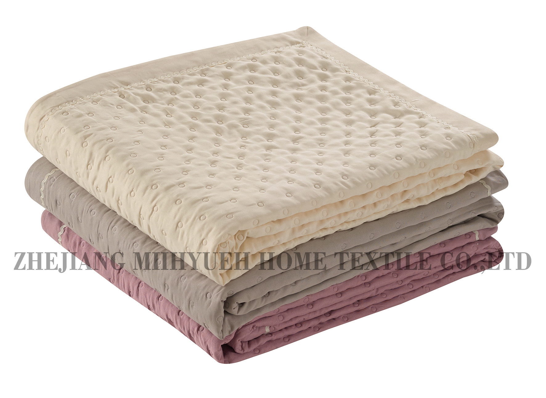 5cm Wide Border Solid Microfiber Pinsonic Quilt with solid lace