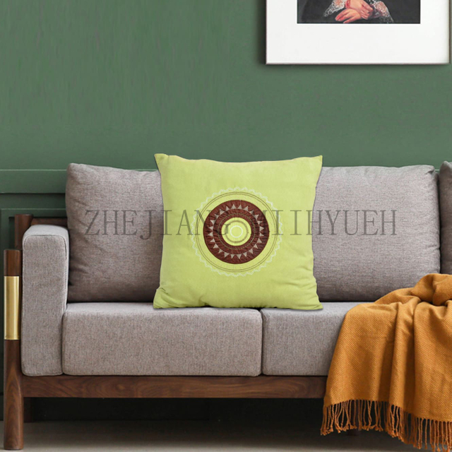 Suede Applique Embroidery Cushion Cover