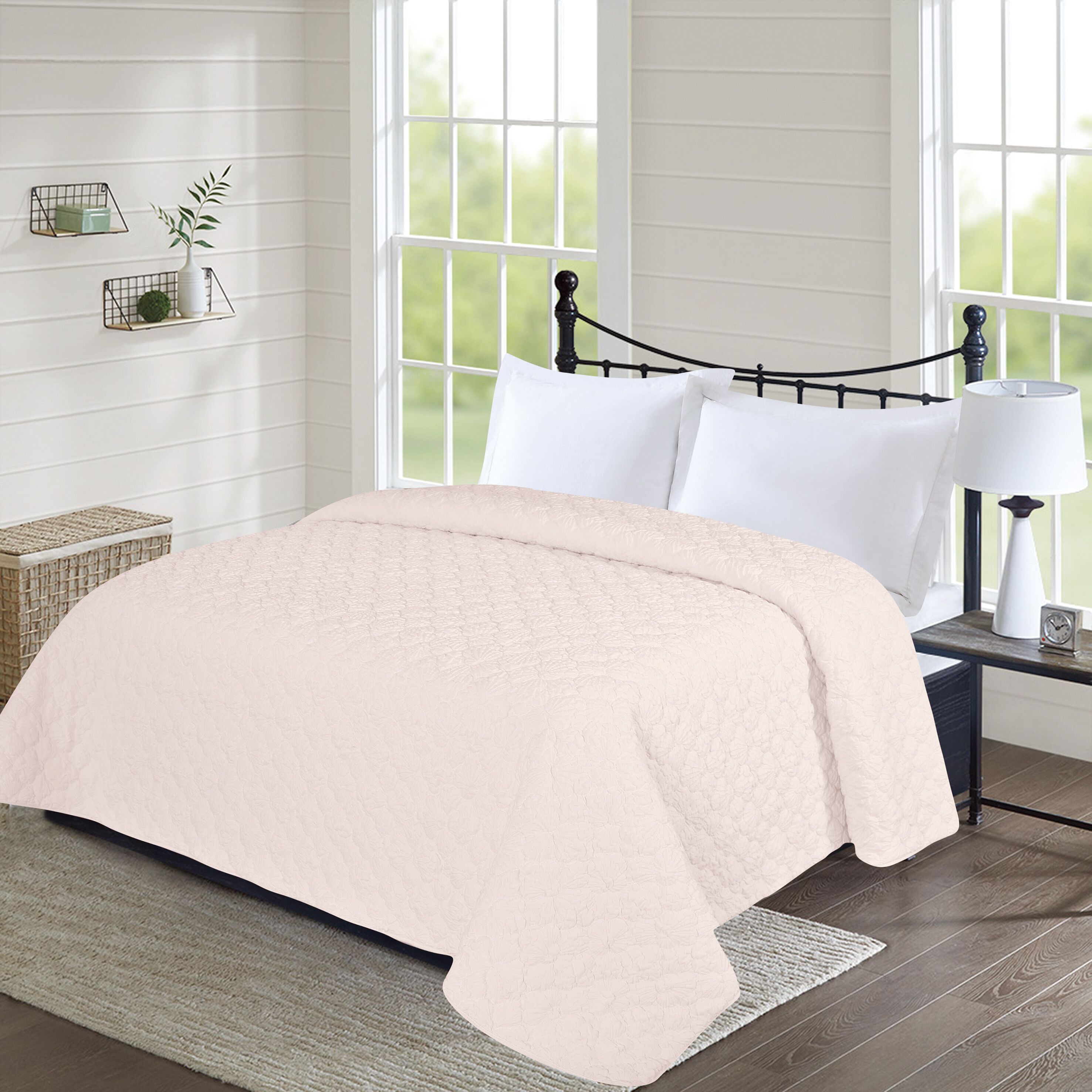 Solid Crinkle Microfiber Stitching Quilt Pink fabric