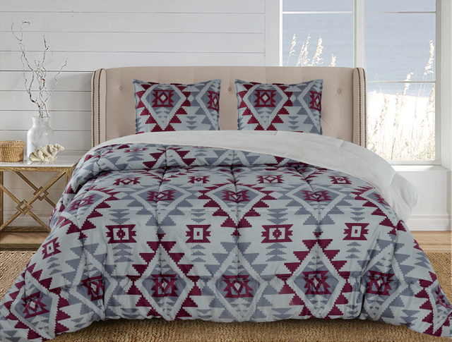 Printed Microfiber Stitching Sherpa Comforter 