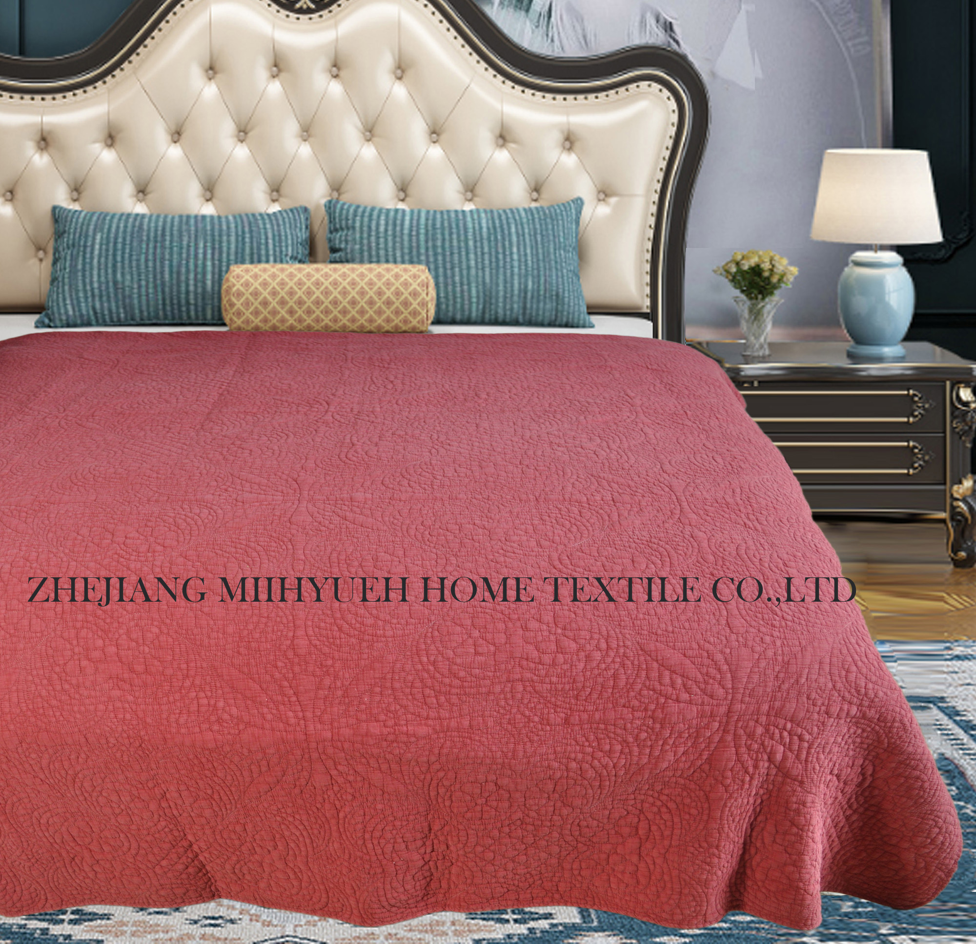 Solid Microfiber Embroidery Quilt