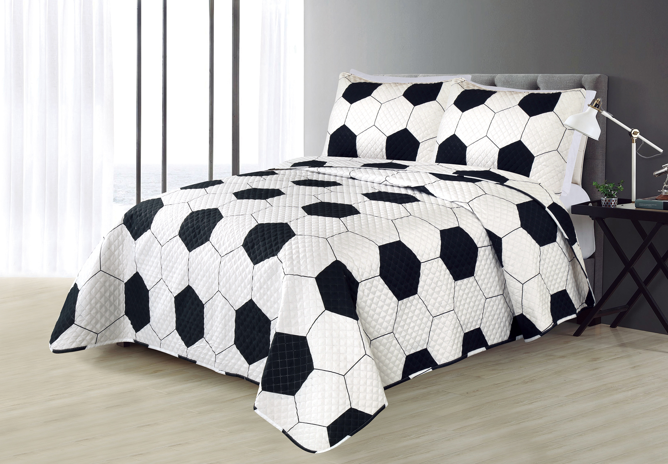 Adult Printed Microfiber Light Weight Ultrasonic Quilt set 