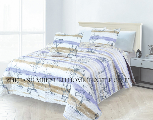 Adult Printed Microfiber Ultrasonic Quilt set 