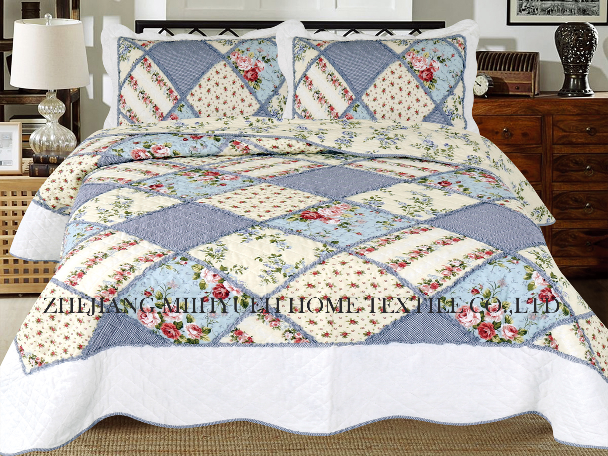 Adult Printed Microfiber Stitching bedspread Quilt set 