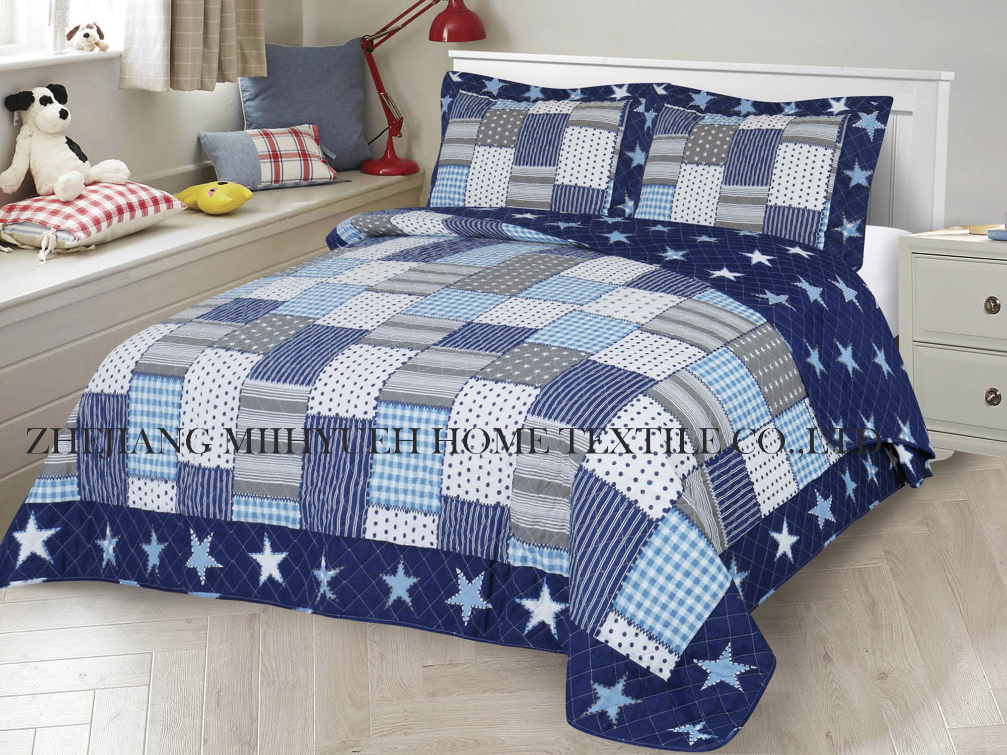 Kid Printed Microfiber Stitching Quilt set