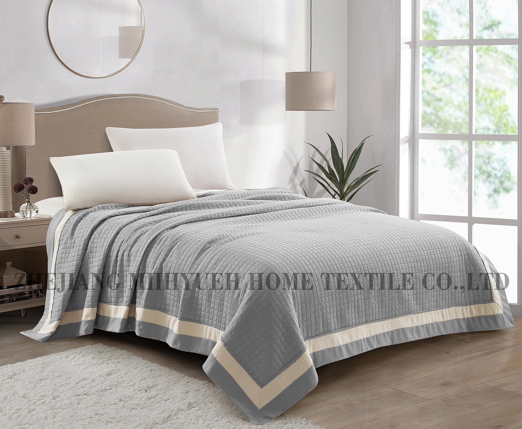 Double Border Microfiber Ultrasonic Bedspread