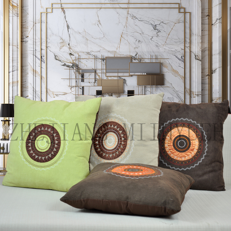 Suede Applique Embroidery Cushion Cover