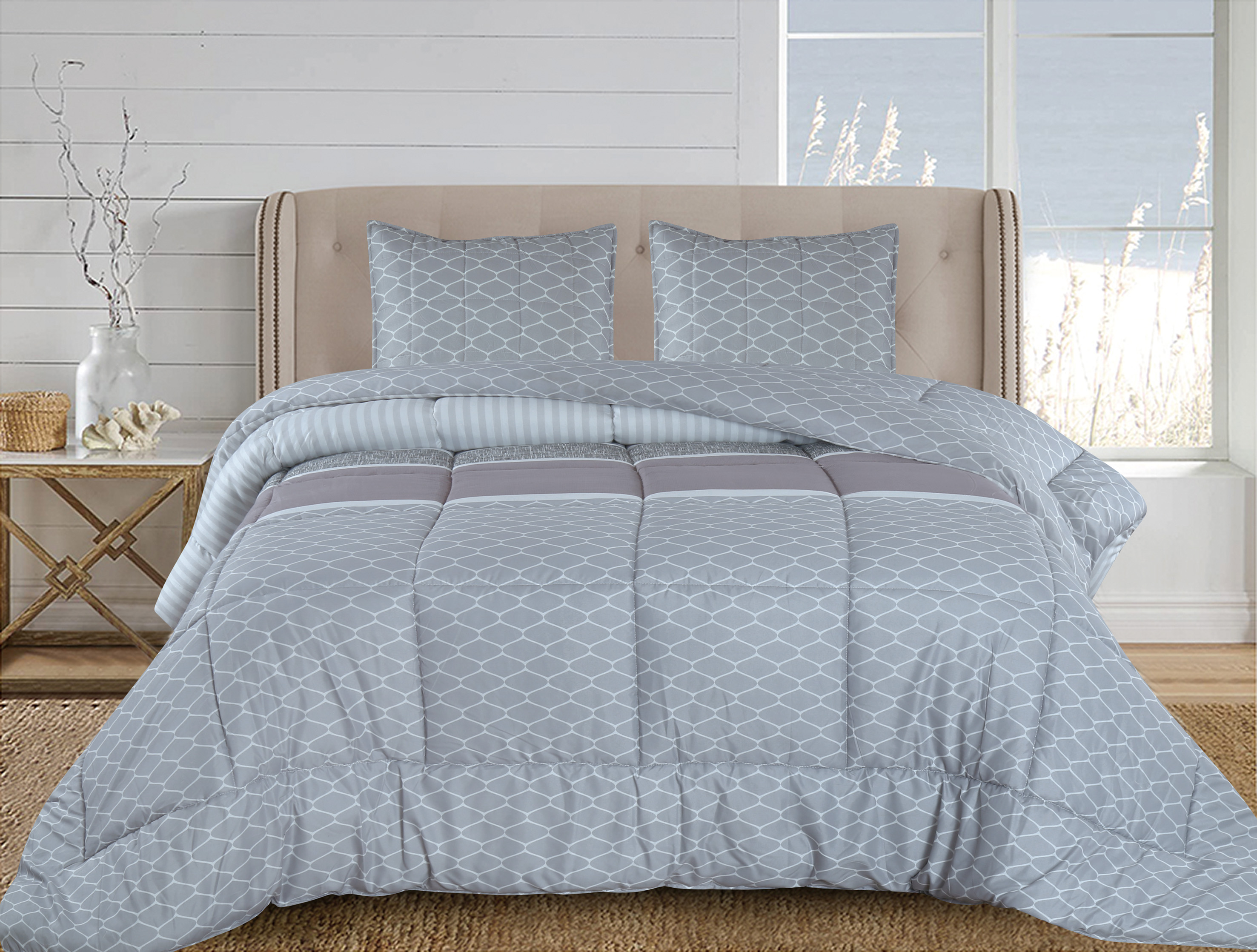 Printed Microfiber Stitching Comforter set