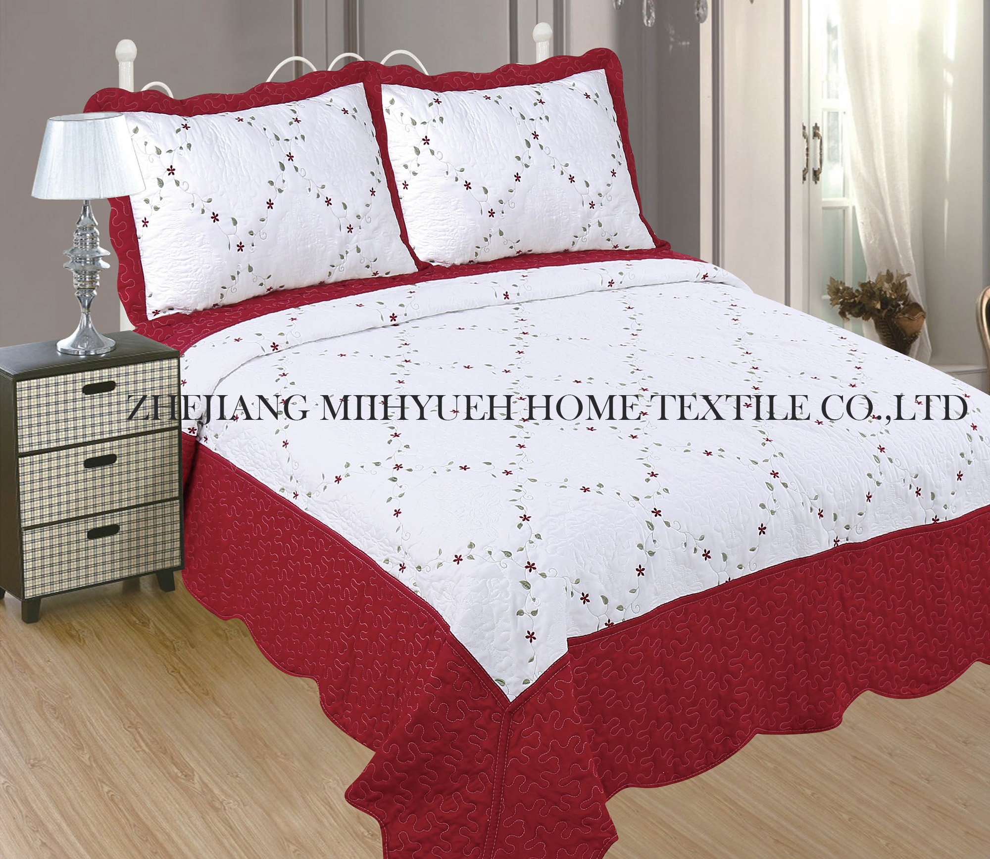 Solid Microfiber Embroidery Quilt